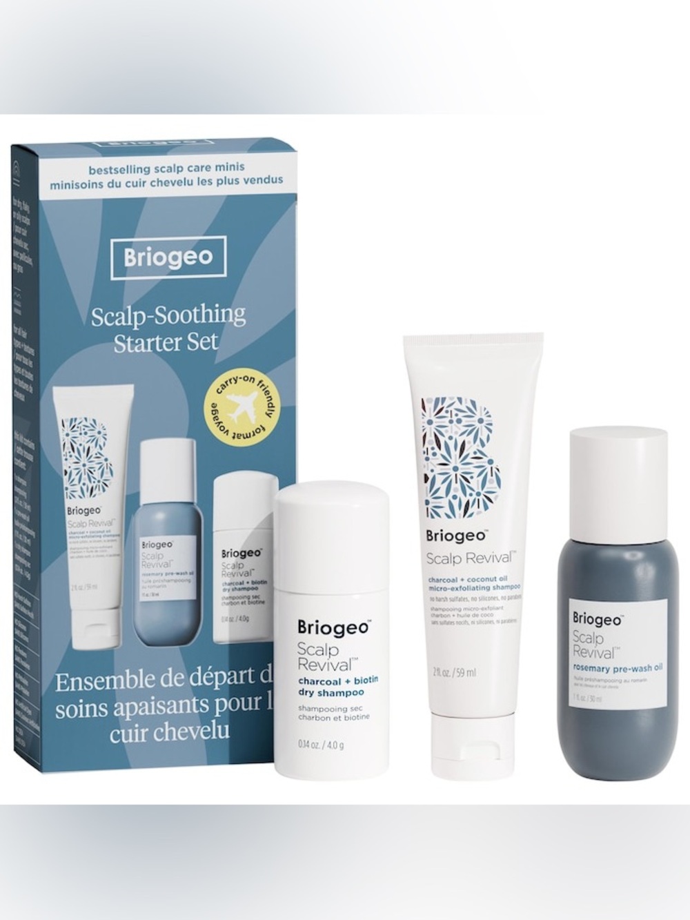 Briogeo Scalp Revival Moisture + Detox + Refresh Minis Kit for Dry, Flaky Scalp